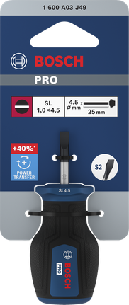 Obeng Bosch PRO Stubby SL 1.0 x 4.5 x 25 mm.